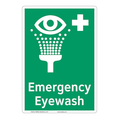 ANSI/ISO Compliant Emergency Eyewash Safety Signs Outdoor Weather Tuff Aluminum (S4) 10 X 7